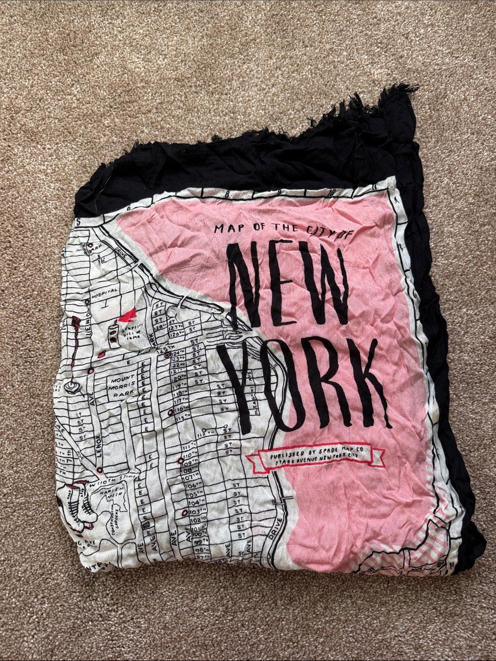 kate spade Pink, Black & White New York Map Scarf